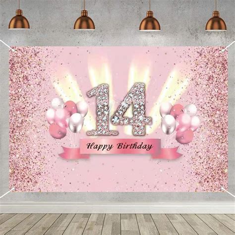 Tecreo 14th Birthday Decoration Happy 14 Birthday Backdrop Girls Birthday Party Background