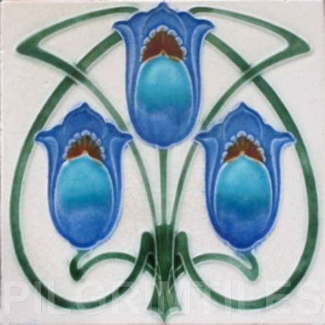 Art Nouveau Stylised Flower Tile Ref An Pilgrim Tiles