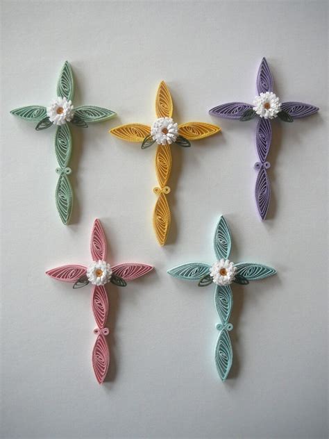 Paper Quilled Easter Cross With Flower Ornament Cupcake Topper Etsy