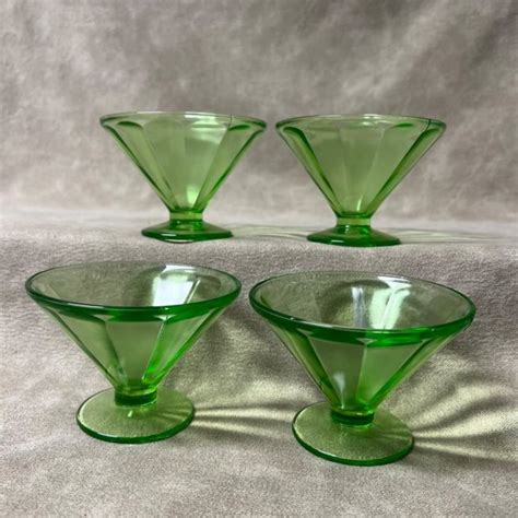 Federal Glass Dining Vintage Federal Uranium Green Depression Glass