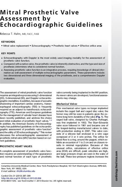 Mitral Prosthetic Valve Assessment By Echocardiographic Guidelines