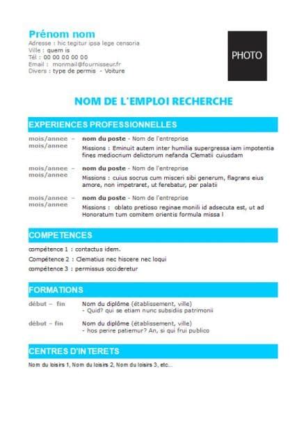 Curriculum vitae gratuit pour openoffice. cv a remplir format open office