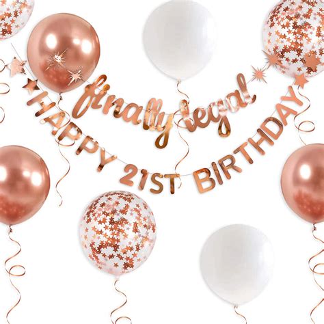 Buy Rose Gold Finally Legal Happy 21st Birthday Banner Garland For 21
