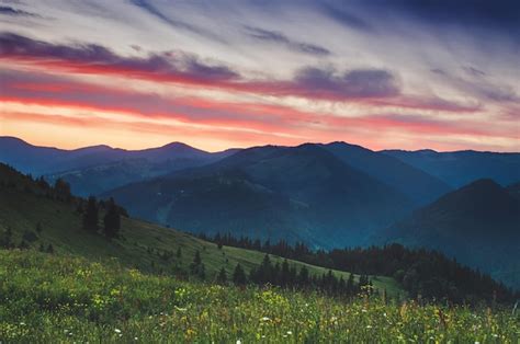 Premium Photo Colorful Mountain Sunset