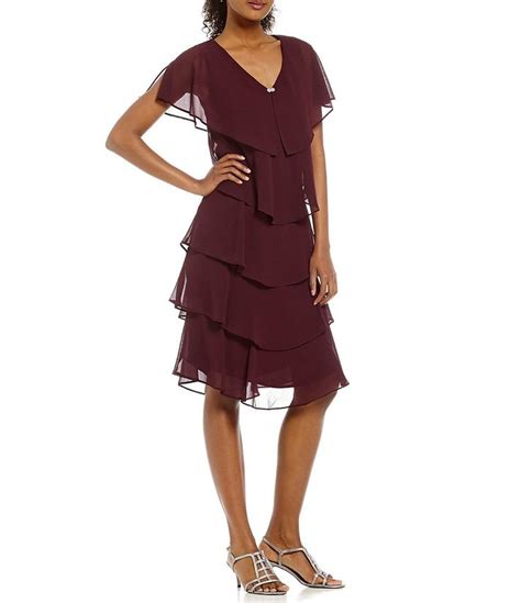 Shop For Sl Fashions Georgette Tiered Capelet Dress At Visit To