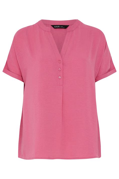 YOURS Plus Size Pink Notch Neck Blouse Yours Clothing