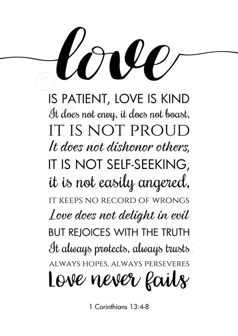 Love Is Patient Love Is Kind Bible Verse Quote Print Art Prints