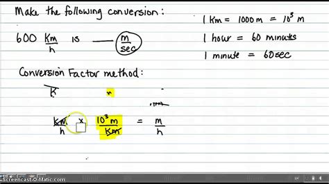 Conversion From Km Hr To M Sec Youtube