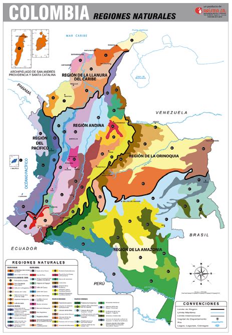 Mapa De Regiones Naturales De Colombia Impreso En Polivinilo De X My