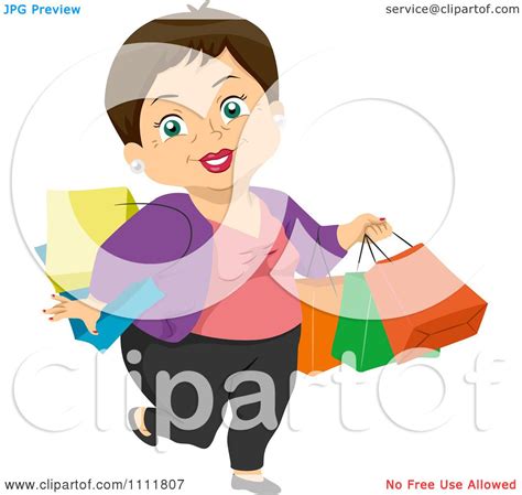 Clipart Happy Female Senior Citizen Carrying Shopping Bags Royalty