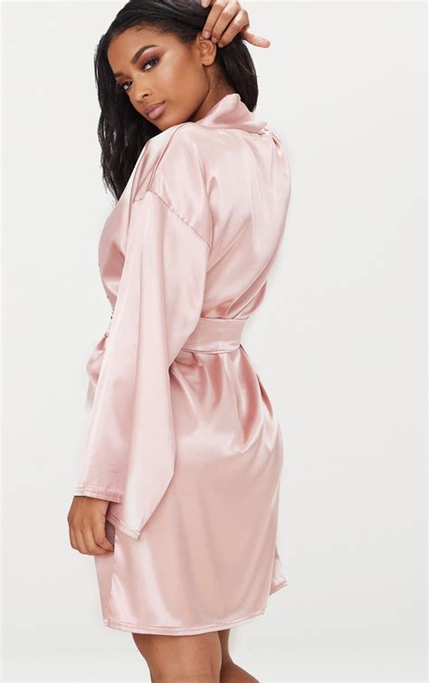 Dusty Pink Satin Robe Nightwear And Onesies Prettylittlething