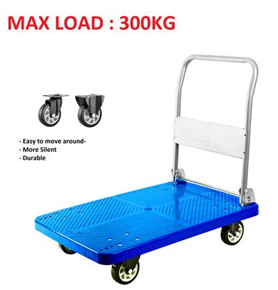 Folding dolly delivery hand cart loading 330 lb with 7 wheels and 2 free rope platform truck, portable aluminum hand truck,folding trolley shopping cart for travel moving and office use vt270. Qoo10 - 300kg Foldable PVC Platform Hand Truck Trolley ...