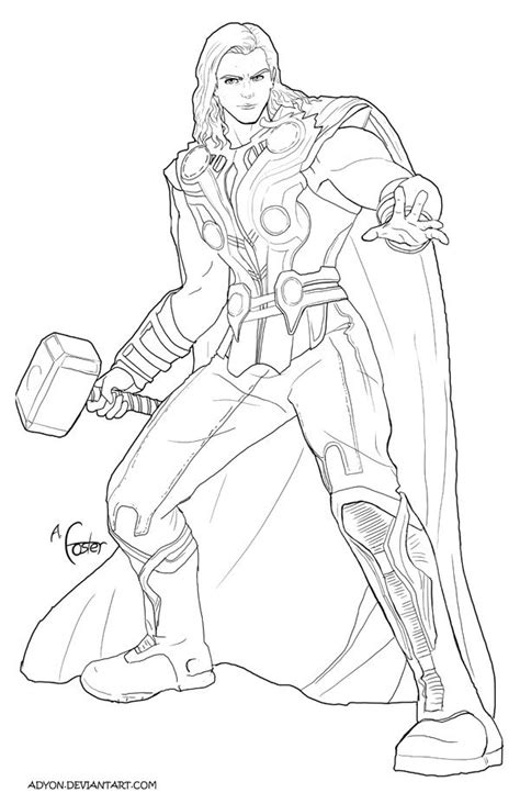This is something here for everyone — from frozen to mickey , to the disney princesses and even the latest disney , pixar , star wars and marvel movies. Thor - Line-art by Adyon on deviantART | Desenhos para ...