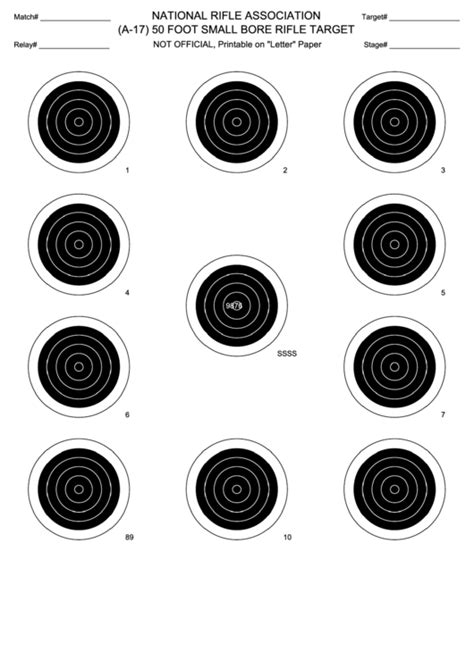foot small bore rifle target template printable