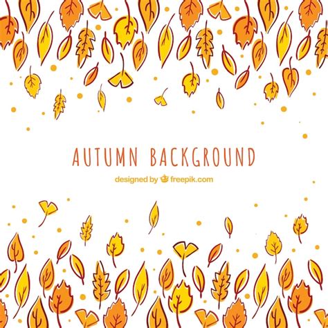 Free Vector Autumn Background With Hand Drawn Leaves