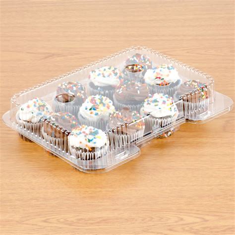 Polar Pak 02200 12 Compartment Clear Ops Hinged Cupcake Mini Muffin