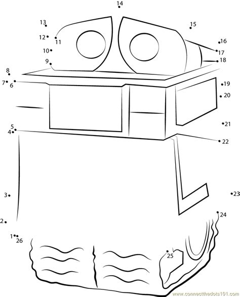 Wall E Sitting Dot To Dot Printable Worksheet Connect The Dots
