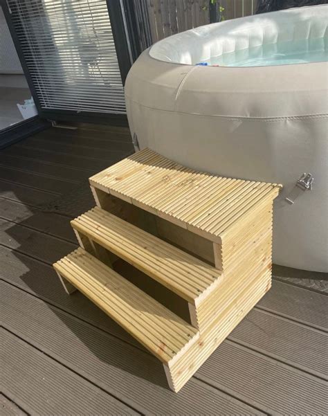 Hot Tub Spa Steps 3 Step Decking Boards Treated Curved Edge Etsy Uk