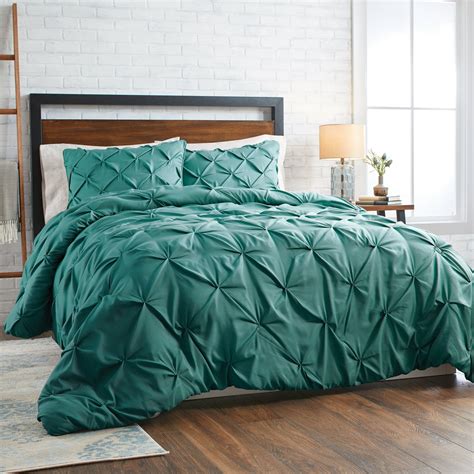 Teal King Size 3 Piece Pintuck Comforter Set Bedding Shams Bedroom