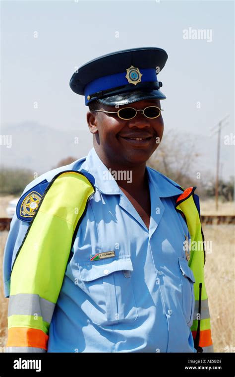 Namibia South Africa Portrait Of A Traffic Policeman In Windhoek Stock