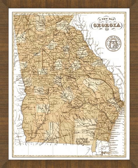 Old Map Of Georgia A Great Framed Map Thats Ready To Hang