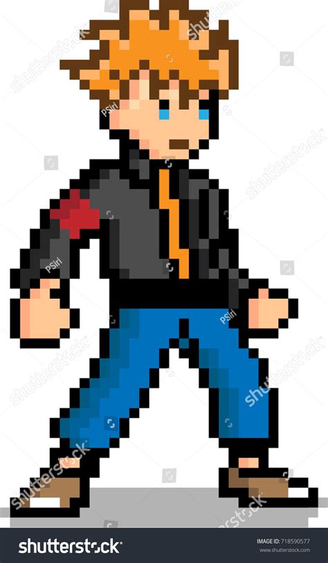 Пиксель искусства Мужской персонаж 8 бит стоковая векторная графика