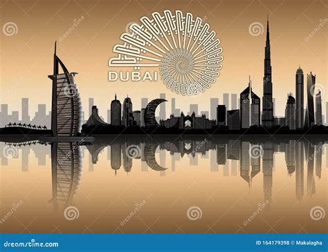 Dubai Of United Arab Emirates Skyline Stock Illustration Illustration