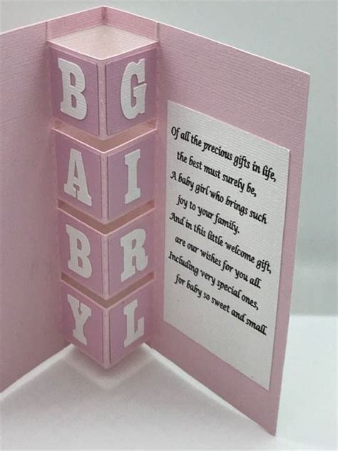 Baby Girl Card Handmade Pop Out D Baby Shower New Baby Custom Etsy Baby Girl Cards Baby