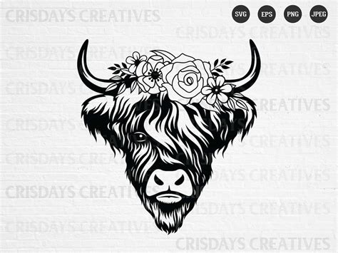 Highland Cow Svg Heifer Svg Floral Cow Svg Cow With Flower - Etsy Canada