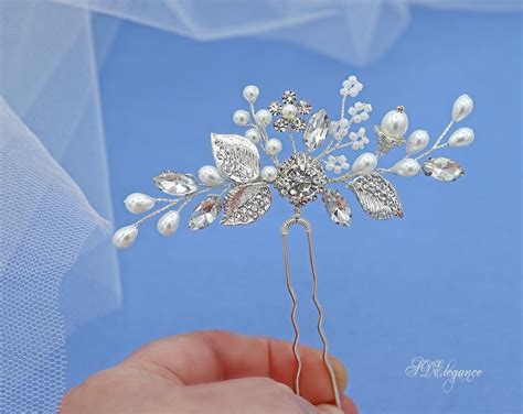 Silver Bridal Headpiece Swarovski Hair Piece Pearl Crystal Etsy