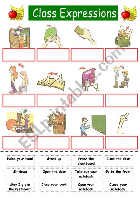 Class Expressions For Kids Cut And Paste Esl Worksheet By Karen1980