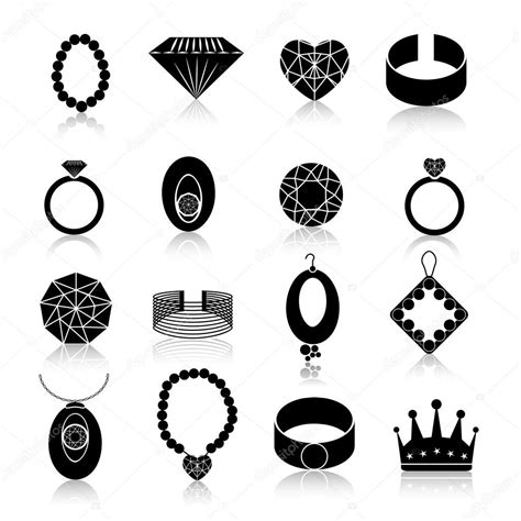 Jewelry Icon Set Black — Stock Vector © Macrovector 53998429