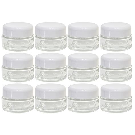 Clear Glass 0 25 Oz Thick Wall Balm Jars With White Foam Lined Smooth Lids 12 Pack