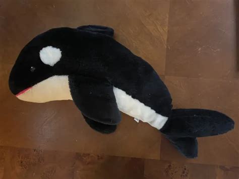 Sea World Shamu Plush Toy Black White Orca Killer Whale Large Stuffed