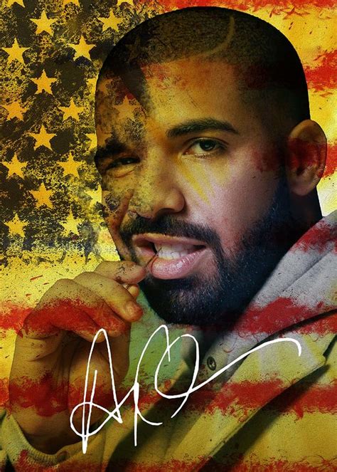 Signature Flag Usa National Day Music Digital Painting Art Drake Rap