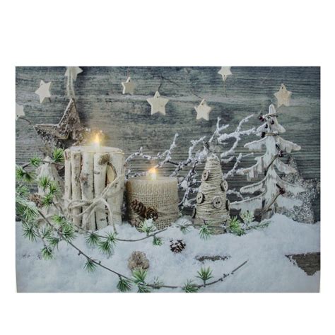 Led Lighted Country Rustic Winter Christmas Canvas Wall Art 12 X 1575