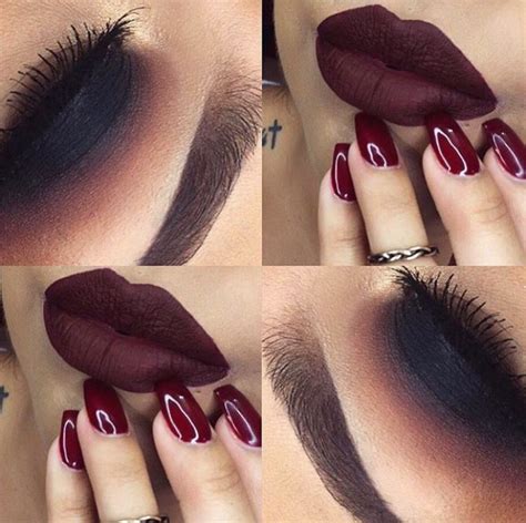 Dark Inspired Makeup Smokey Eye Red Maroon Lip Makeup Inspiration