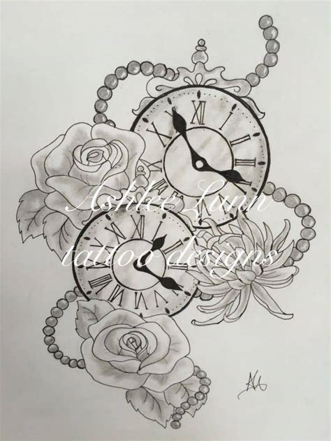 The rose hourglass tattoo designs look nice with the red flowers making the entire outlook to be stunning. Rose And Clock Tattoo Stencil - Tattoo Designs Ideas