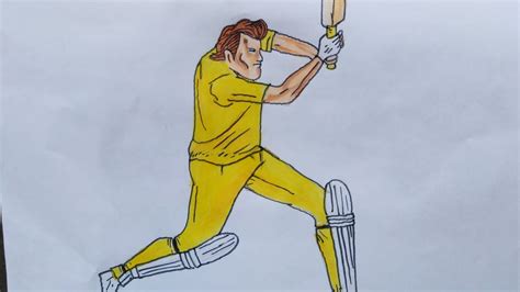 Draw A Cricketer Batsman Easy Steps Youtube