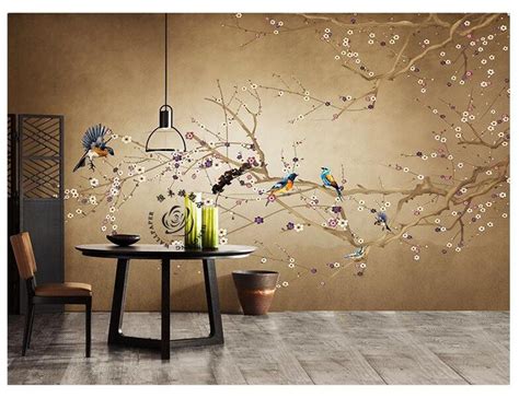 I am a former hand painted silk wallpaper artist director of de gournay painting studio in.china. Oil Panting Abstract Birches Wallpaper Wall Mural Autumn ...