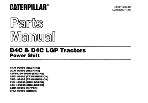Caterpillar Cat D4c And D4c Lgp Tractors Power Shift Parts Manual 1rj