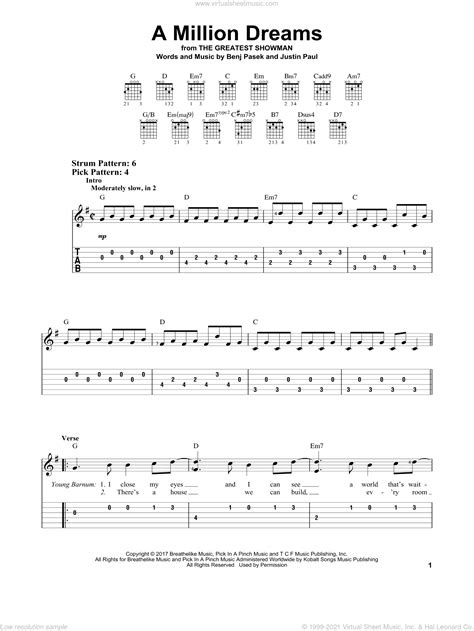 A Million Dreams (from The Greatest Showman) sheet music for guitar