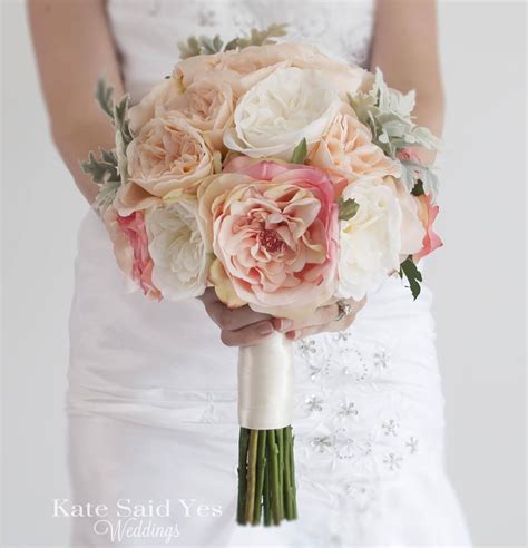 Silk Blush Pink Rose Wedding Bouquet Kate Said Yes Weddings