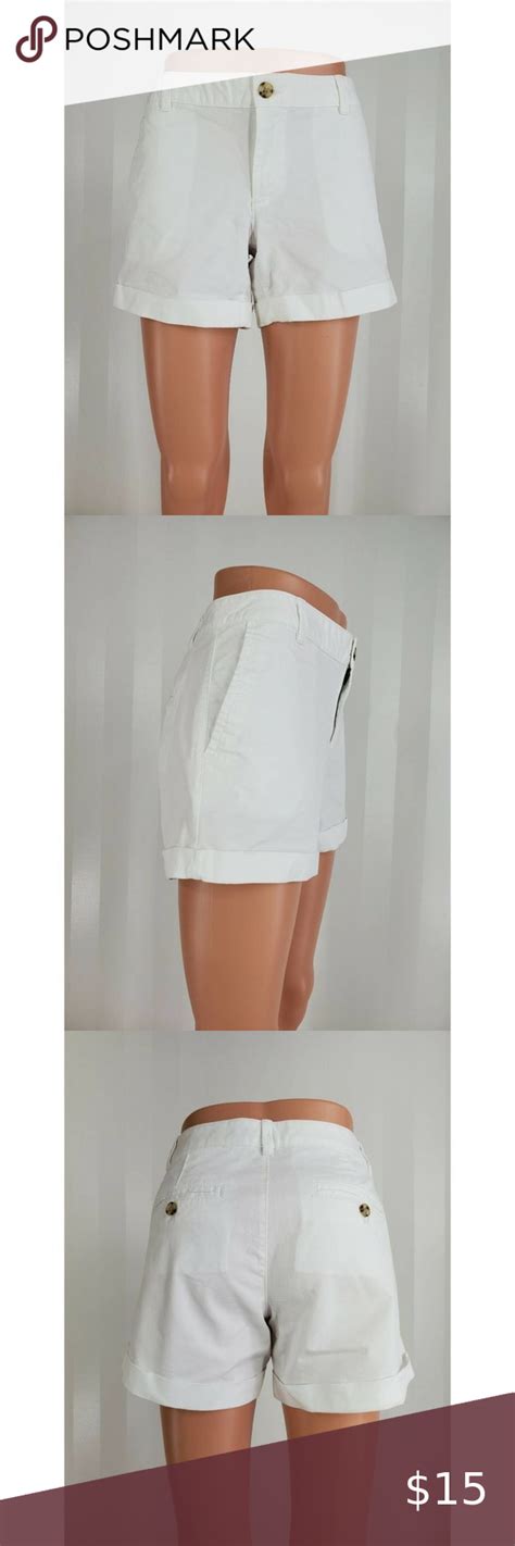 Banana Republic City Chino Womens White Cuffed Shorts Sz 4 Republic
