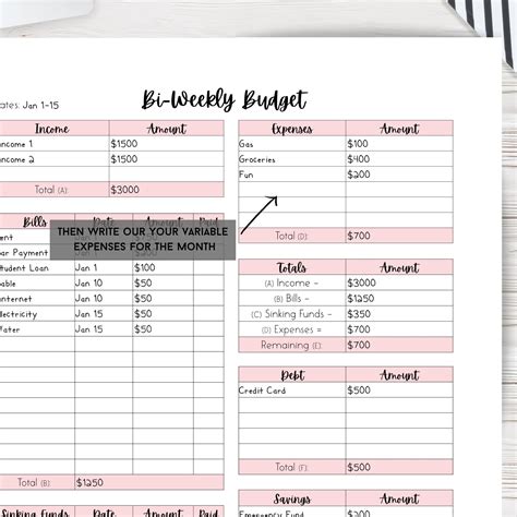 Biweekly Budget Planner Template
