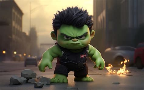 Premium Ai Image Adorable Baby Hulk Pixarstyle Avenger