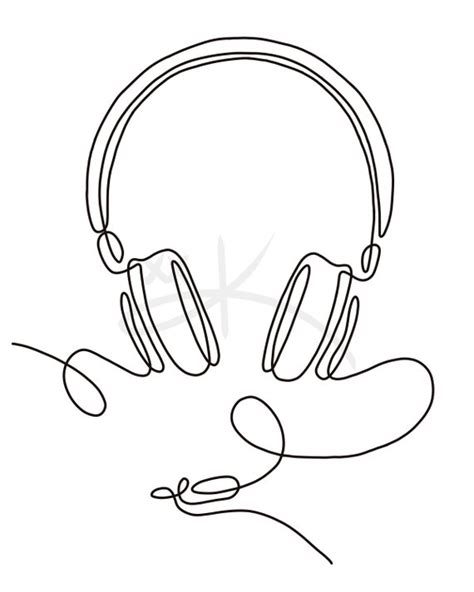 Headphones Line Art One Line Wall Art Beats Drawing Music Etsy