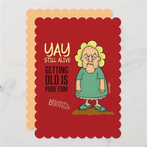 Yay Still Alive Grumpy Old Woman Birthday Card Zazzle