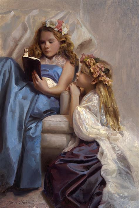 Victorian Era Portrait Of Two Girls Reading A Book