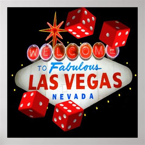 Welcome To Las Vegas Dice Vector Graphic Poster